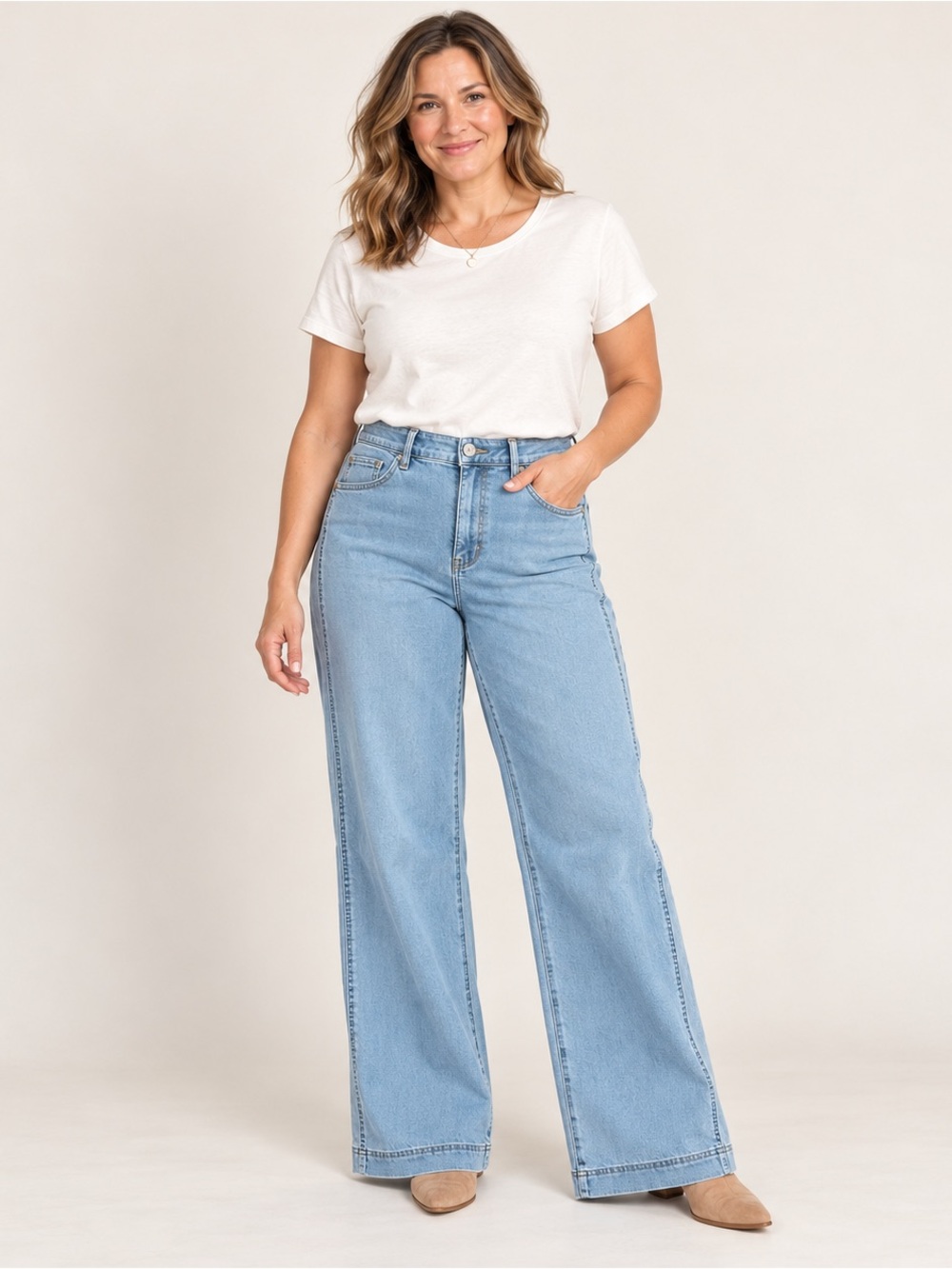 NWT Democracy "Ab" Solution Wide Leg Jeans Size 12 Light Wash Tummy Control